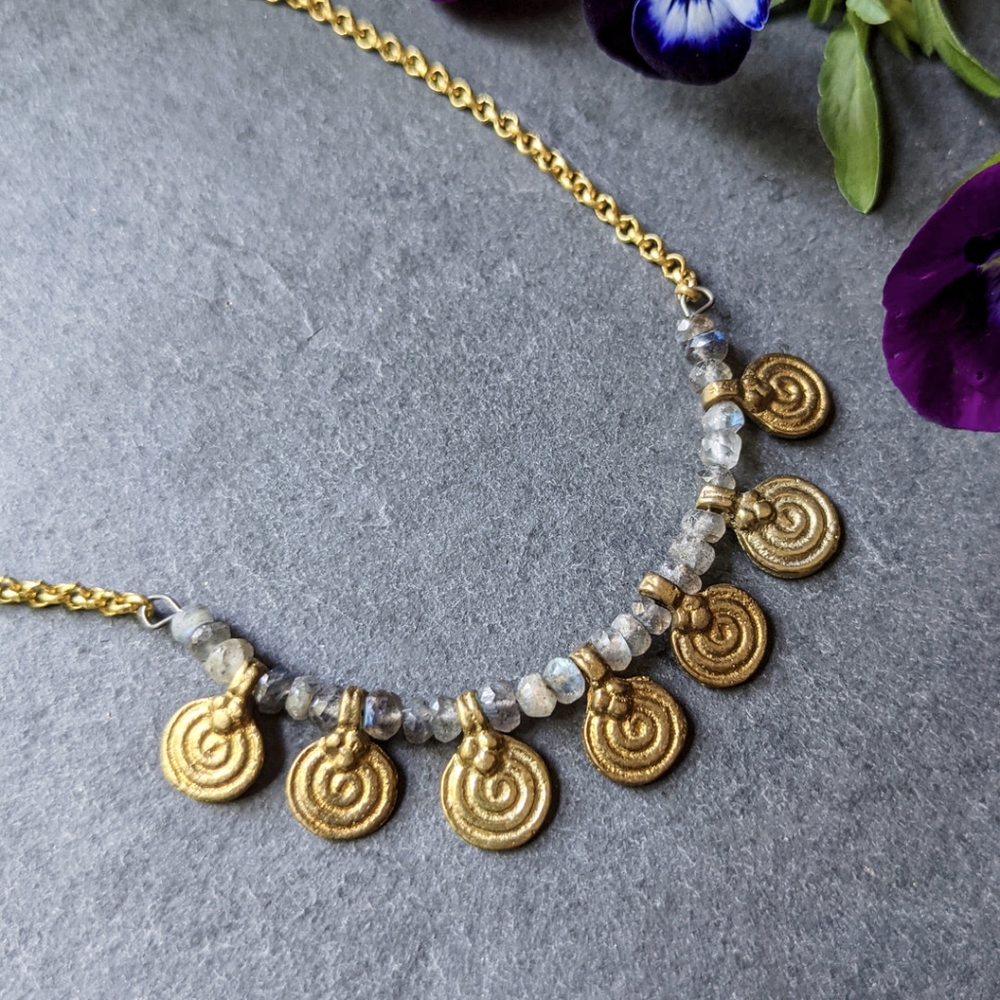 NWT Baizaar Labradorite Charm Beaded Necklace